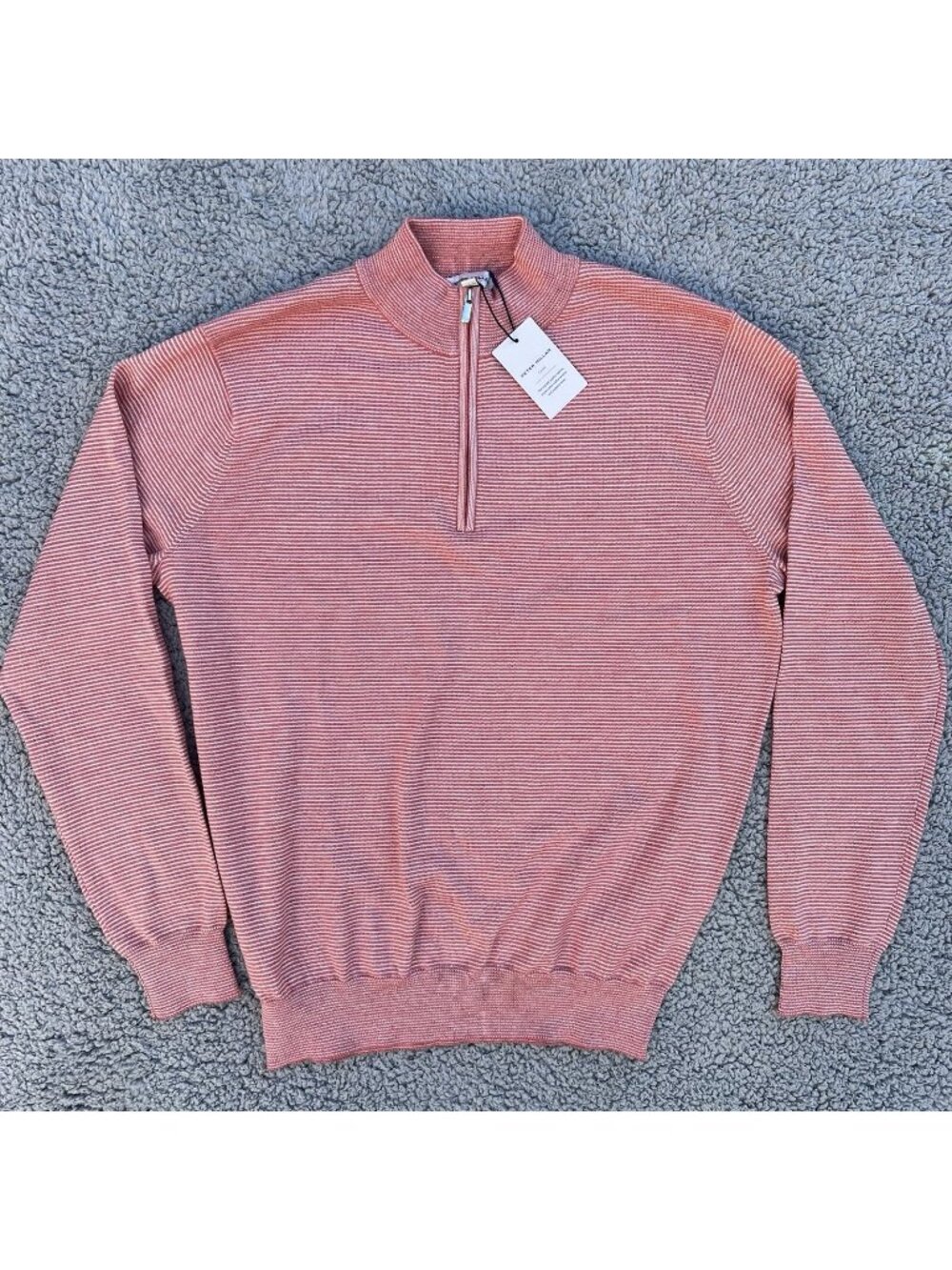 Peter Millar Men's M Crown Sport Clay Rose Canton Stripe Quarter-Zip Sweater